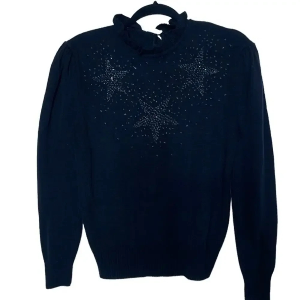 Black Embellished Star Sweater